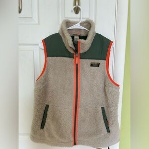 L.L. Bean Fleece Vest with Orange and Green Accents